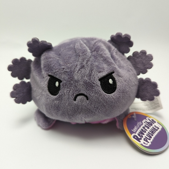 TeeTurtle - The Original Reversible Axolotl Plushie - Gray + Rainbow 🌈 - Picture 3 of 5